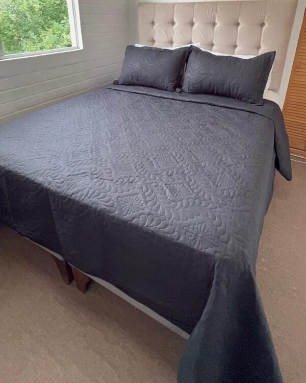 Cubrecama Quilt Espiga Negro