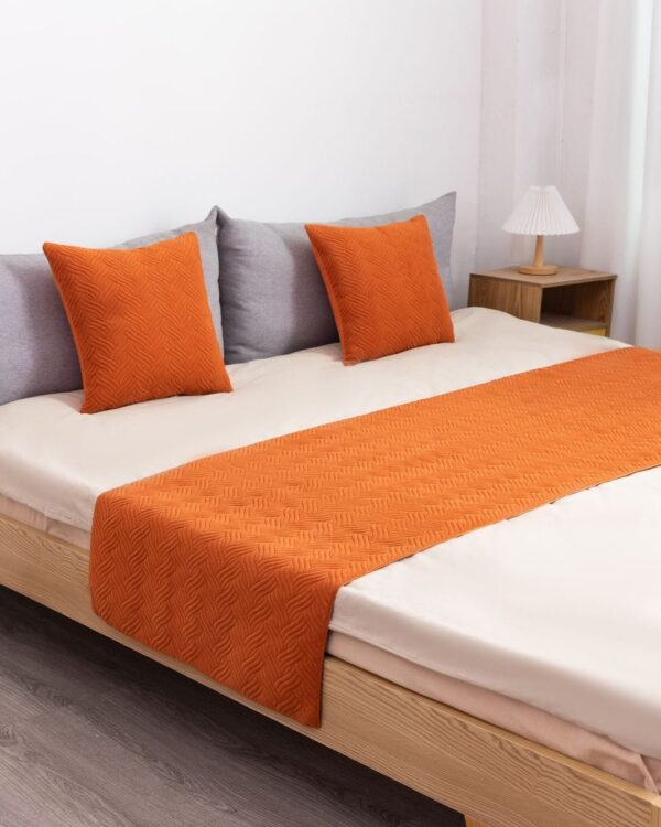 Piecera Plush Trenzada Naranja+ 2 fundas de Cojines