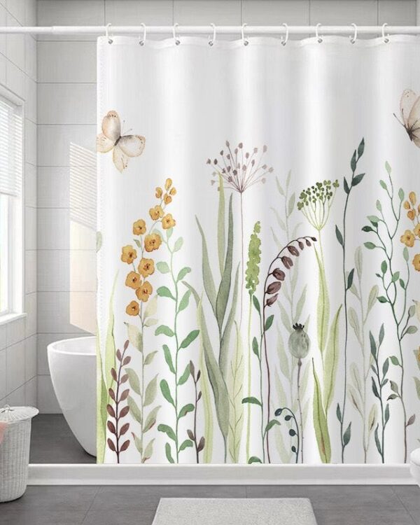 Cortina de Baño Mariposas y flores