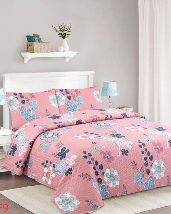Cubrecama Quilt rosa con Flores