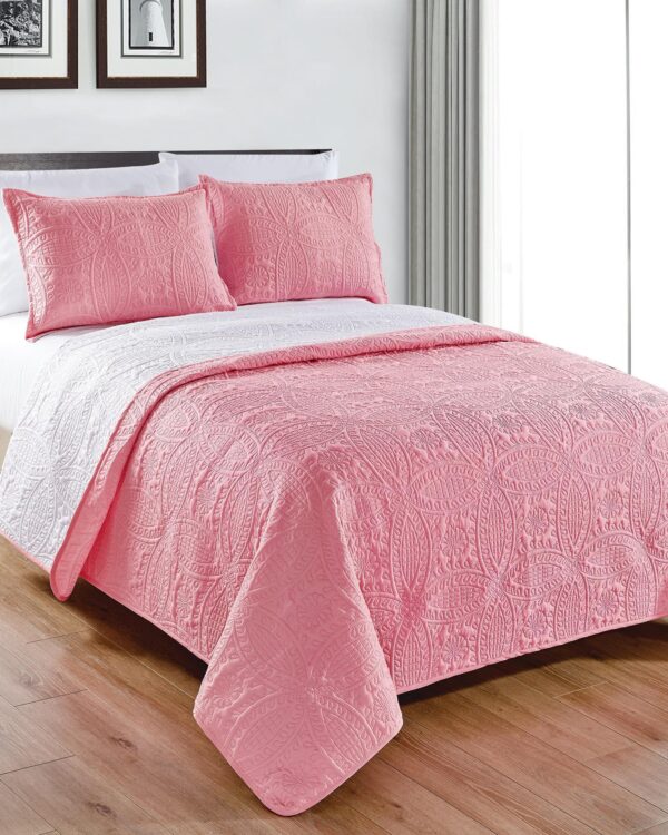 Cubrecama Rosa Reversible Super King