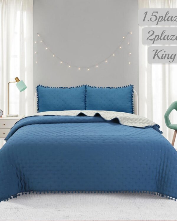 Cubrecama Quilt Algodón Azul