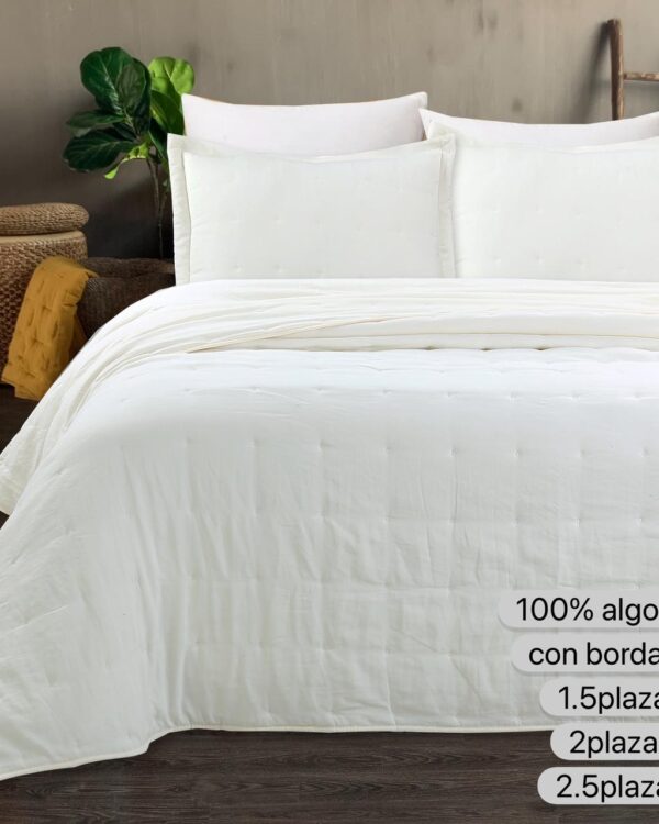 Cubrecama Quilt Algodón Bordado