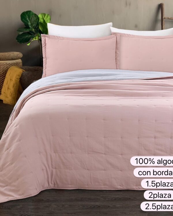Cubrecama Quilt Algodón Bordado