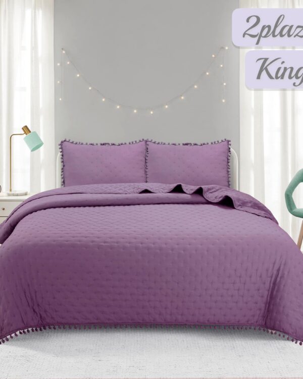 Cubrecama Quilt Algodón Lila