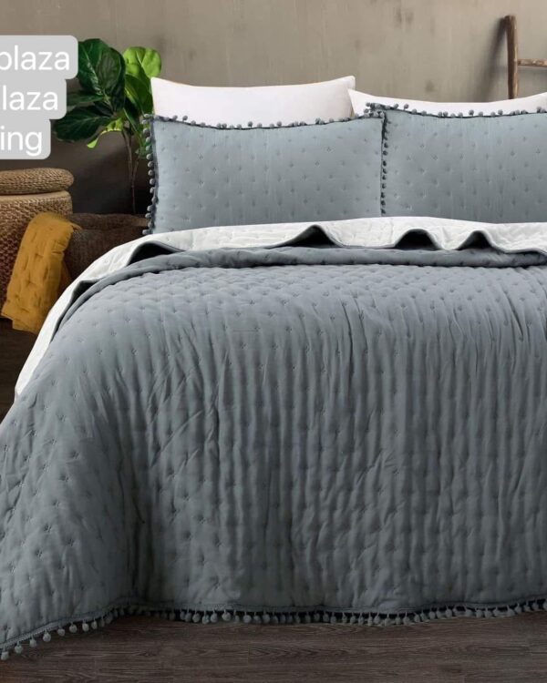 Cubrecama Quilt Algodón Gris