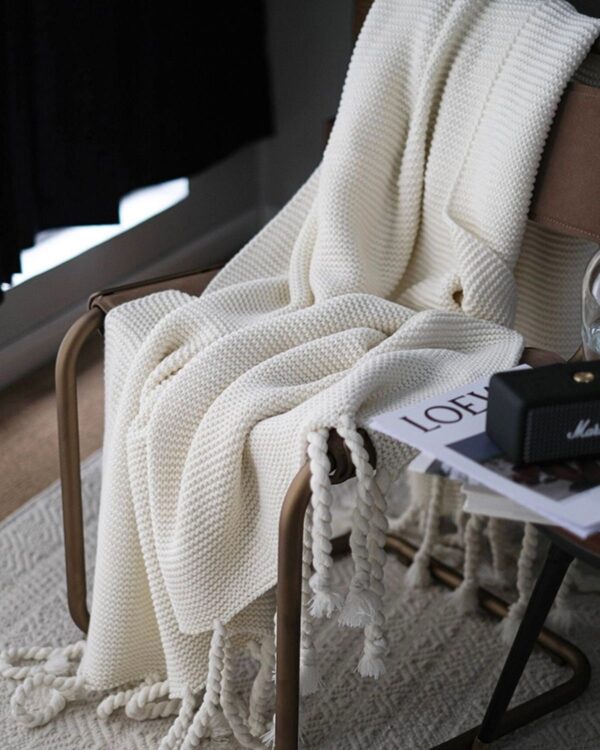 Manta Jacinta Blanco Invierno flecos XL