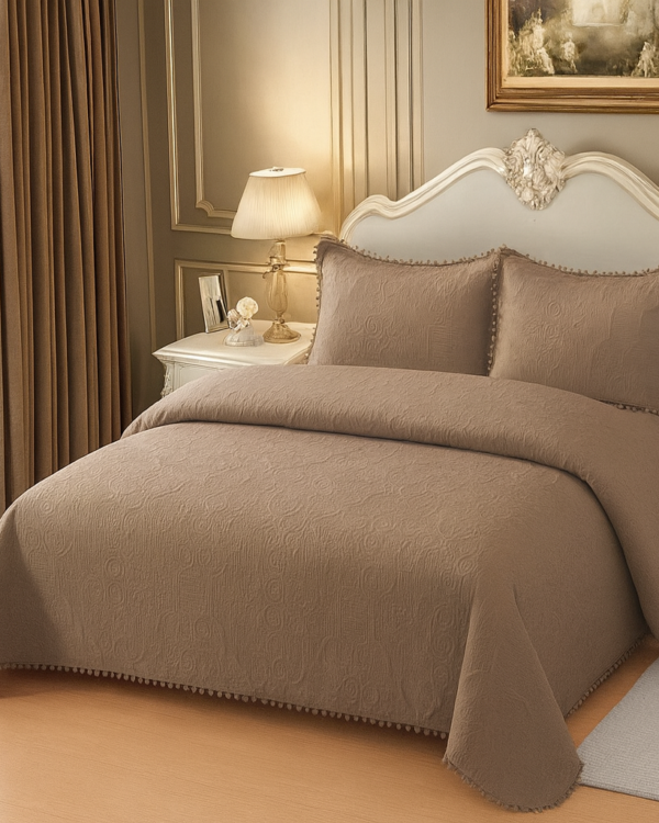 Cubrecama Quilt Cafe con Pompones