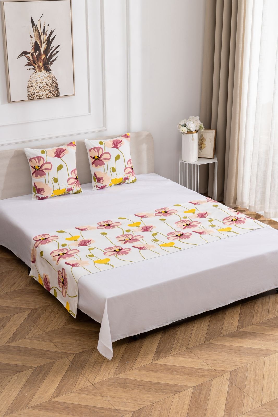 Piecera Bordada con 2 Fundas de Cojines Bordados