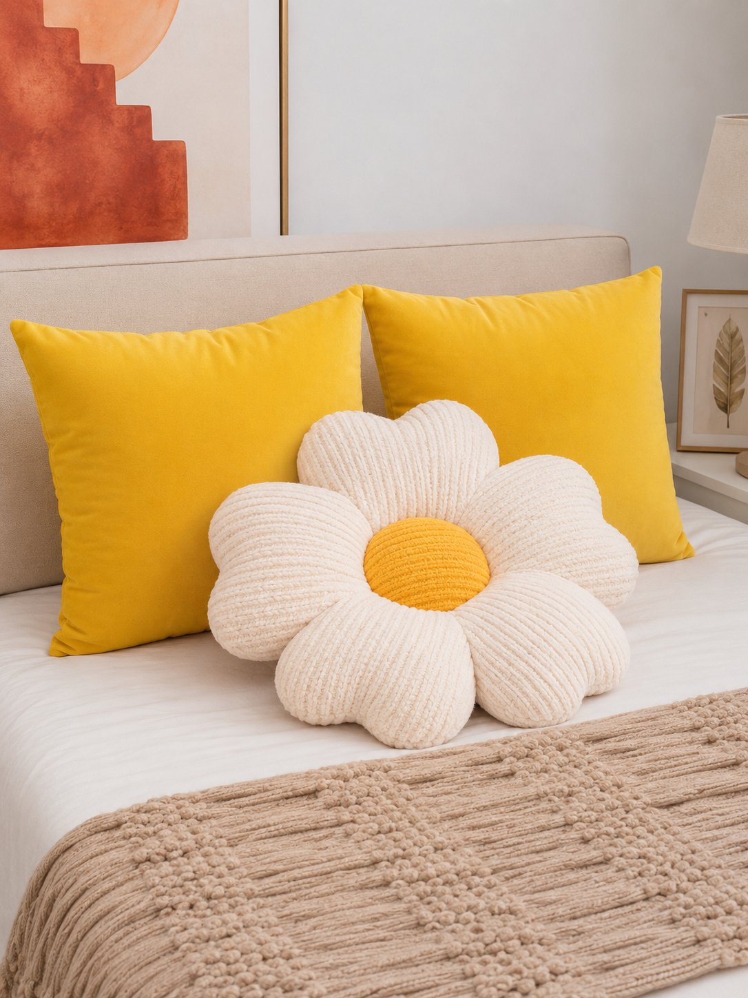 Pack Cojin Flor + 2 fundas de cojines Decorativos