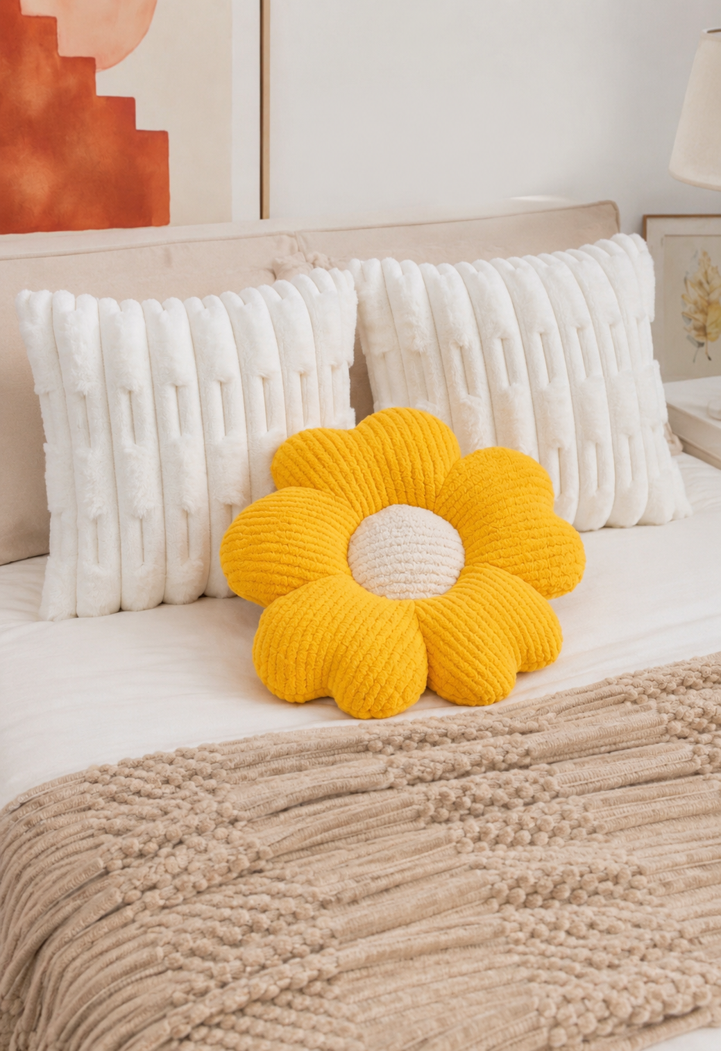 Pack Cojin Flor + 2 fundas de cojines Decorativos