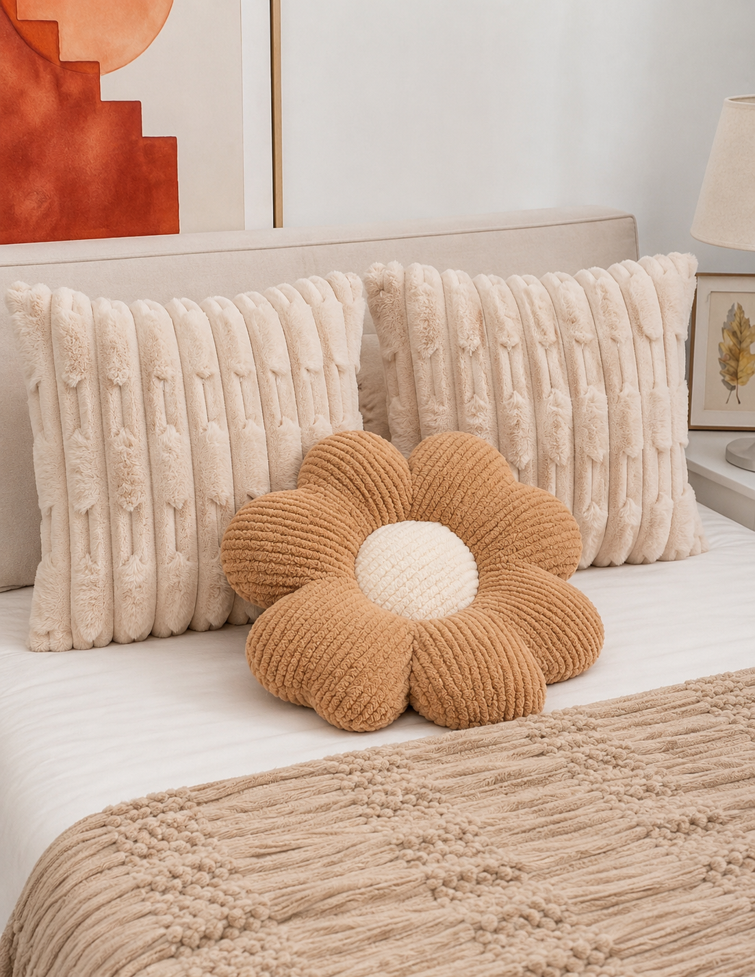 Pack Cojin Flor + 2 fundas de cojines Decorativos