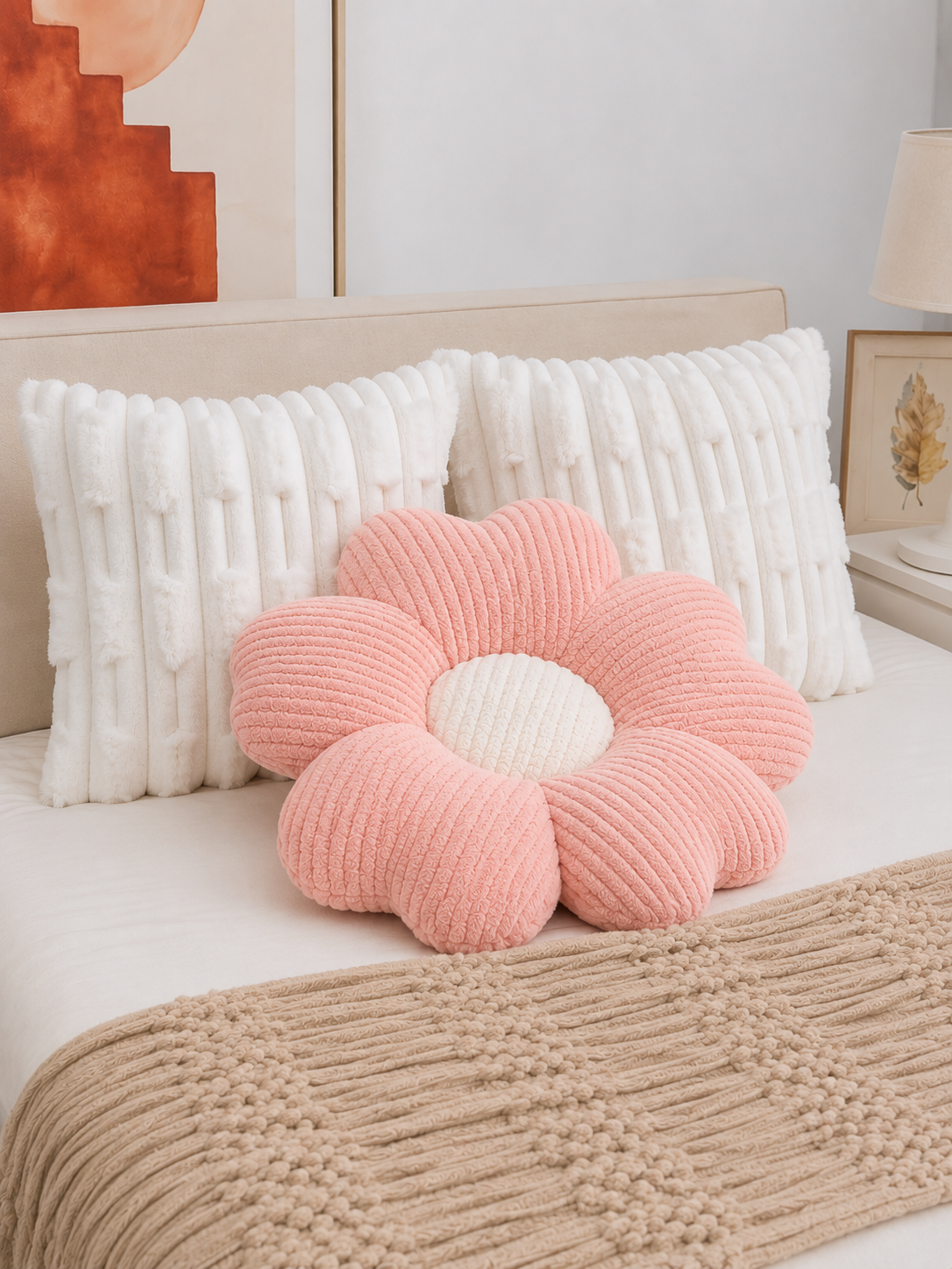 Pack Cojin Flor + 2 fundas de cojines Decorativos