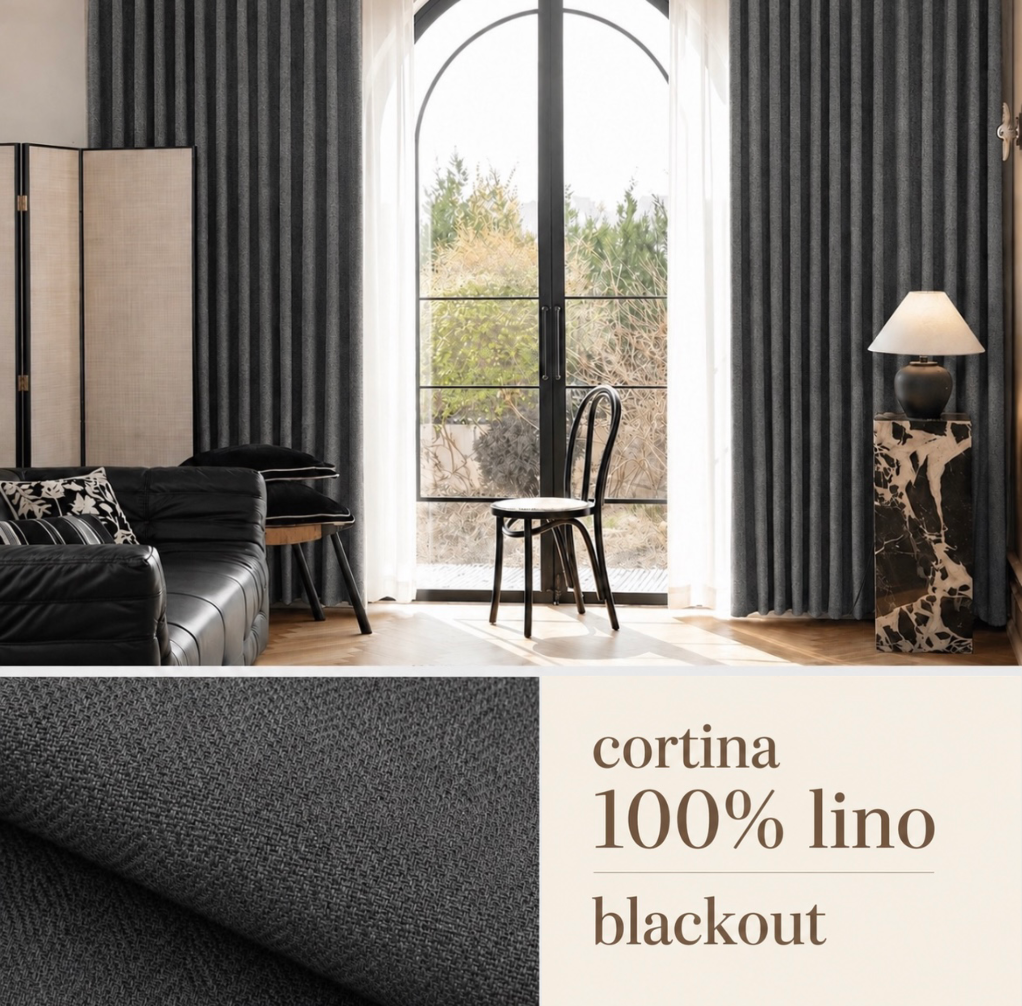 photo-output (17) Cortinas Lino 100% Blackout Gris - Imagen 1